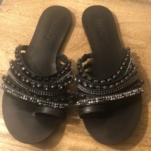 Schutz Black Toe Ring Sandal